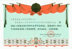 京杭运河泗阳三线船闸工程国家优质工程银质奖（2012年）