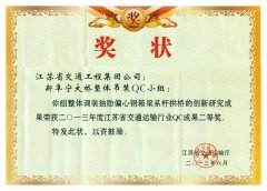 江苏省交通运输行业QC成果二等奖(2013年度)
