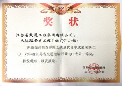 江苏省交通运输行业QC成果三等奖（2016年度）